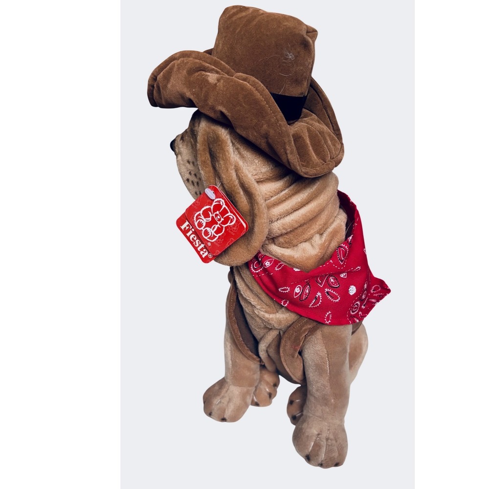 Fiesta Cowboy Hound Dog Plush Western Hat Vest Red Bandana Stuffed Animal - Picture 4 of 6